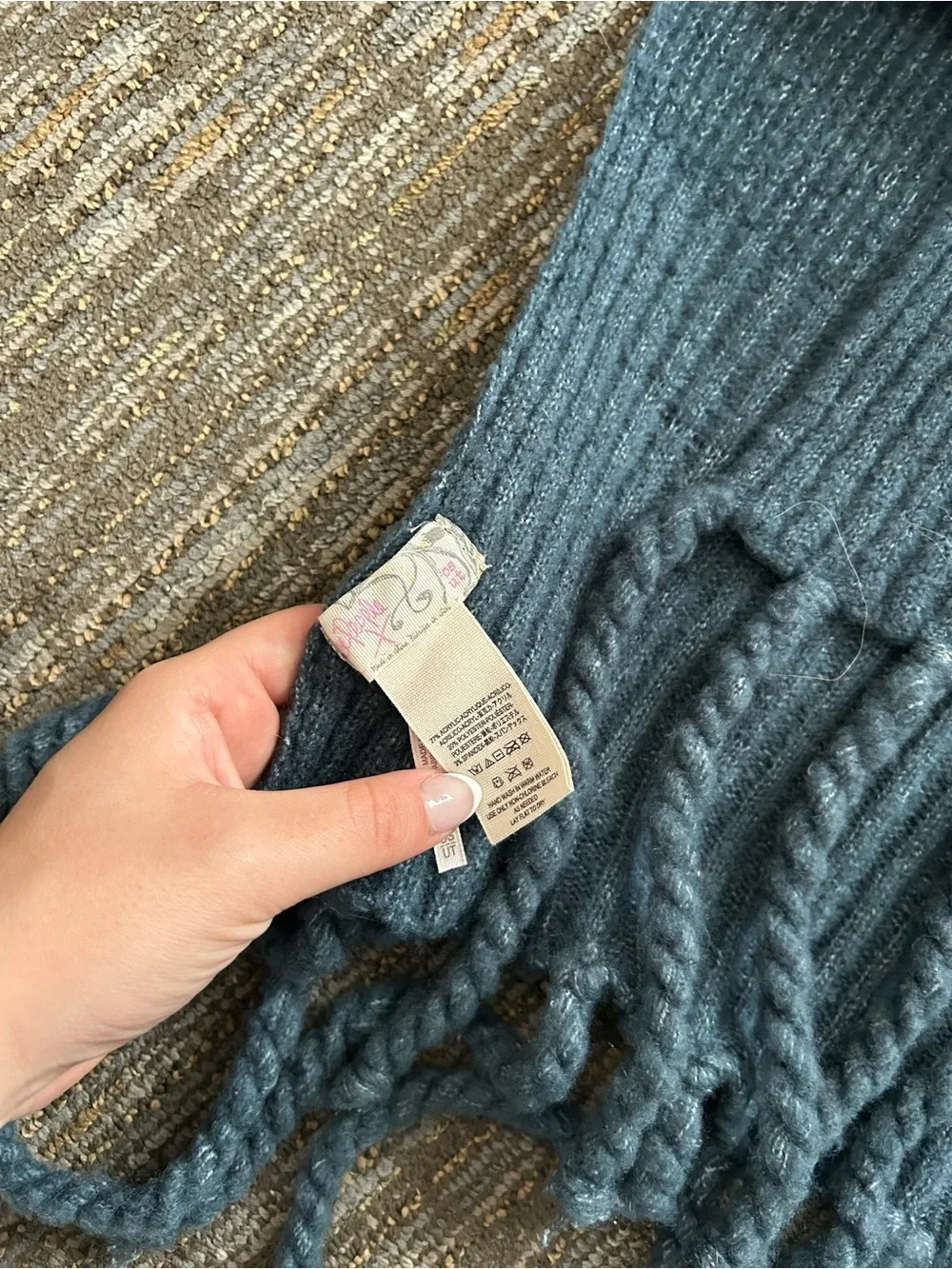 Free People Jaden Ribbed Fringe Blanket Scarf - Teal